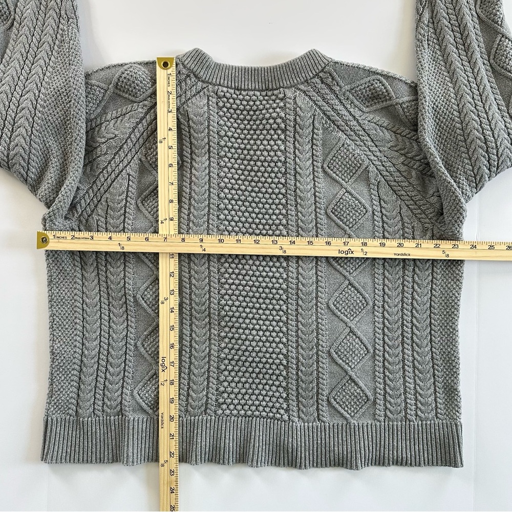 J. Crew Cotton Cable Knit Crewneck Sweater in Grey | XXL | EUC - Picture 6 of 11